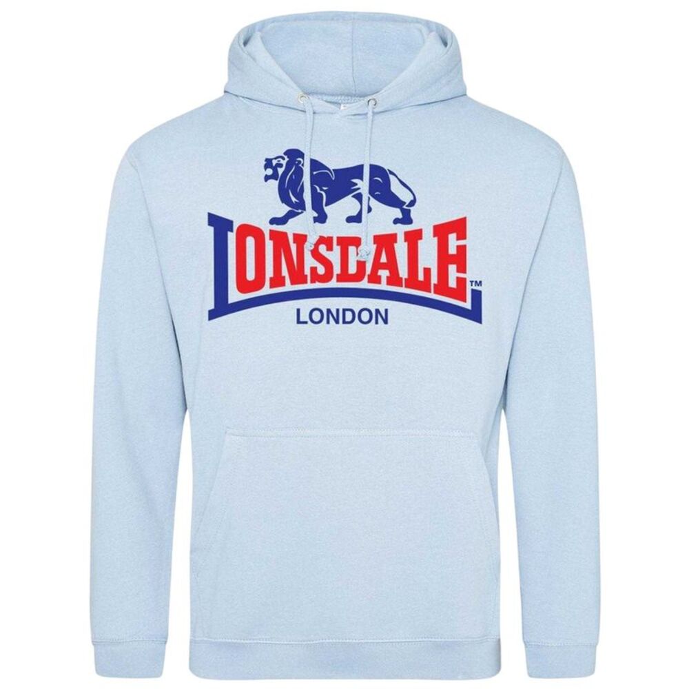 Lonsdale Mens Logo Pullover Hoodie / Sky Blue